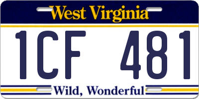 WV license plate 1CF481