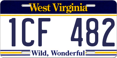 WV license plate 1CF482