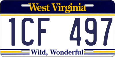WV license plate 1CF497