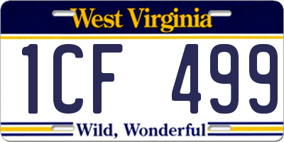WV license plate 1CF499