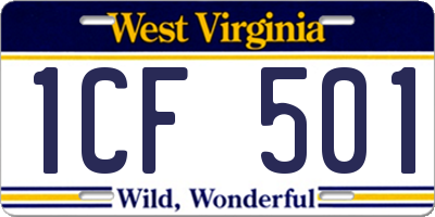WV license plate 1CF501