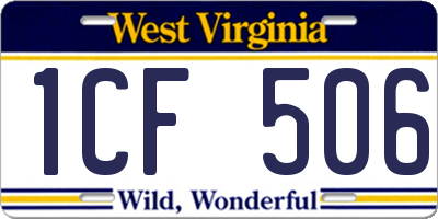 WV license plate 1CF506