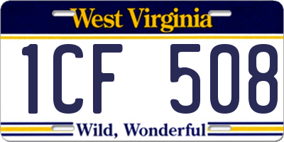 WV license plate 1CF508