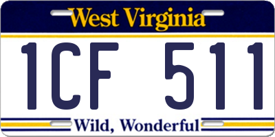 WV license plate 1CF511