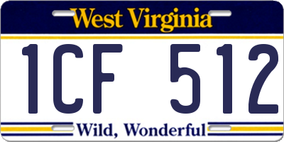 WV license plate 1CF512