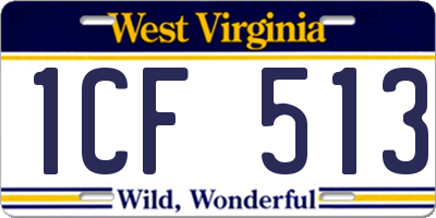 WV license plate 1CF513