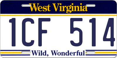 WV license plate 1CF514