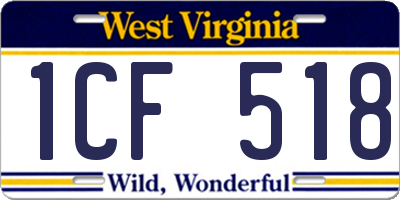 WV license plate 1CF518