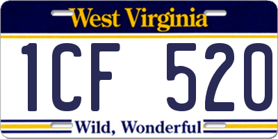 WV license plate 1CF520