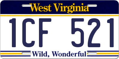 WV license plate 1CF521