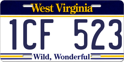 WV license plate 1CF523