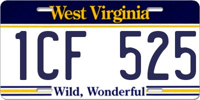WV license plate 1CF525