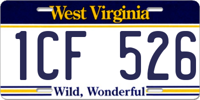 WV license plate 1CF526