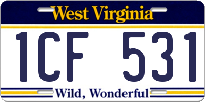 WV license plate 1CF531