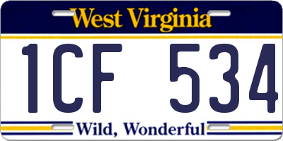 WV license plate 1CF534