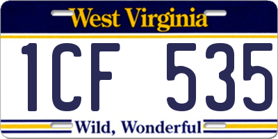 WV license plate 1CF535