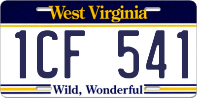 WV license plate 1CF541