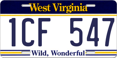 WV license plate 1CF547
