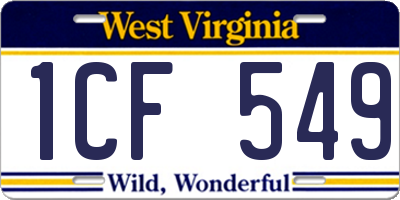 WV license plate 1CF549