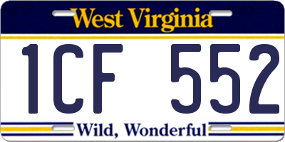 WV license plate 1CF552
