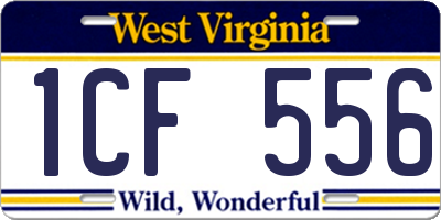 WV license plate 1CF556