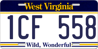WV license plate 1CF558