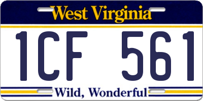WV license plate 1CF561