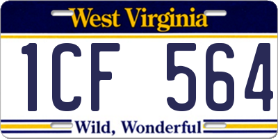 WV license plate 1CF564