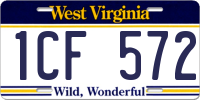 WV license plate 1CF572