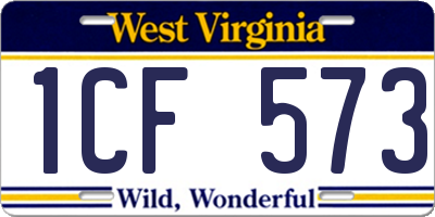 WV license plate 1CF573