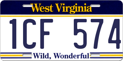 WV license plate 1CF574