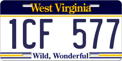 WV license plate 1CF577