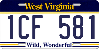 WV license plate 1CF581