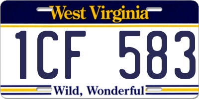WV license plate 1CF583