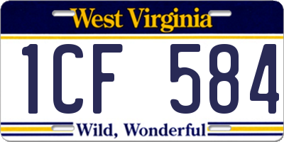 WV license plate 1CF584