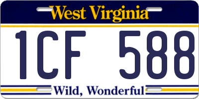 WV license plate 1CF588