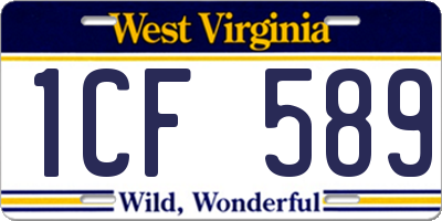 WV license plate 1CF589
