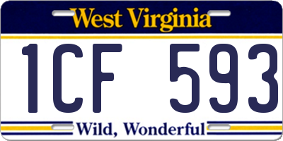 WV license plate 1CF593