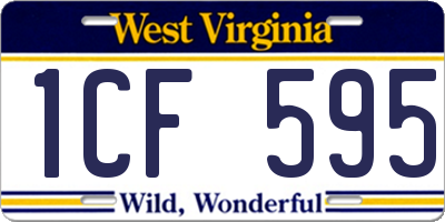 WV license plate 1CF595