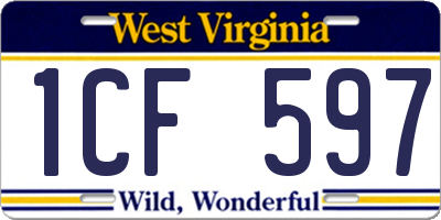 WV license plate 1CF597