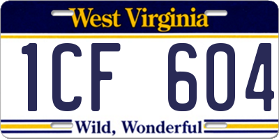 WV license plate 1CF604