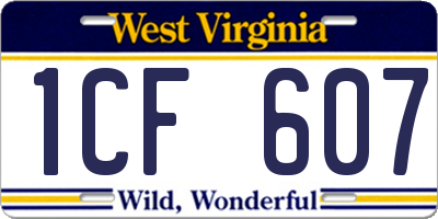 WV license plate 1CF607