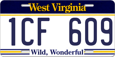 WV license plate 1CF609