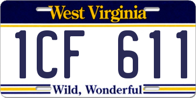 WV license plate 1CF611