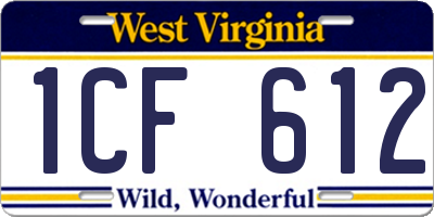 WV license plate 1CF612
