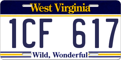 WV license plate 1CF617