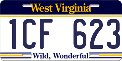 WV license plate 1CF623