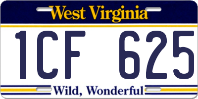 WV license plate 1CF625