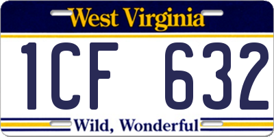 WV license plate 1CF632