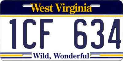 WV license plate 1CF634
